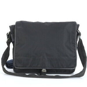 Prada Tessuto triangular logo leather business bag briefcase